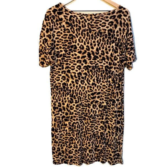 SOMA Animal Nightgown Women’s Small Brown Black Neutral Scoop Neck Pocket. - Picture 2 of 9